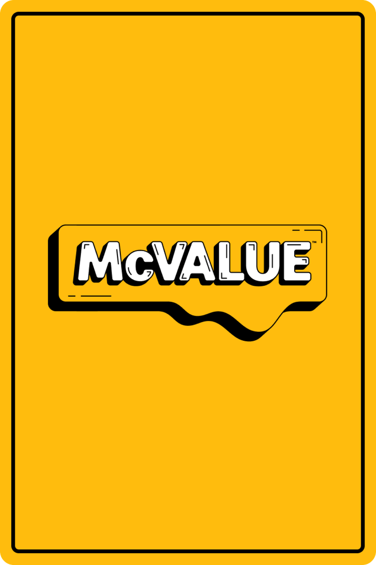 The yellow McValue card back with the dripping wordmark